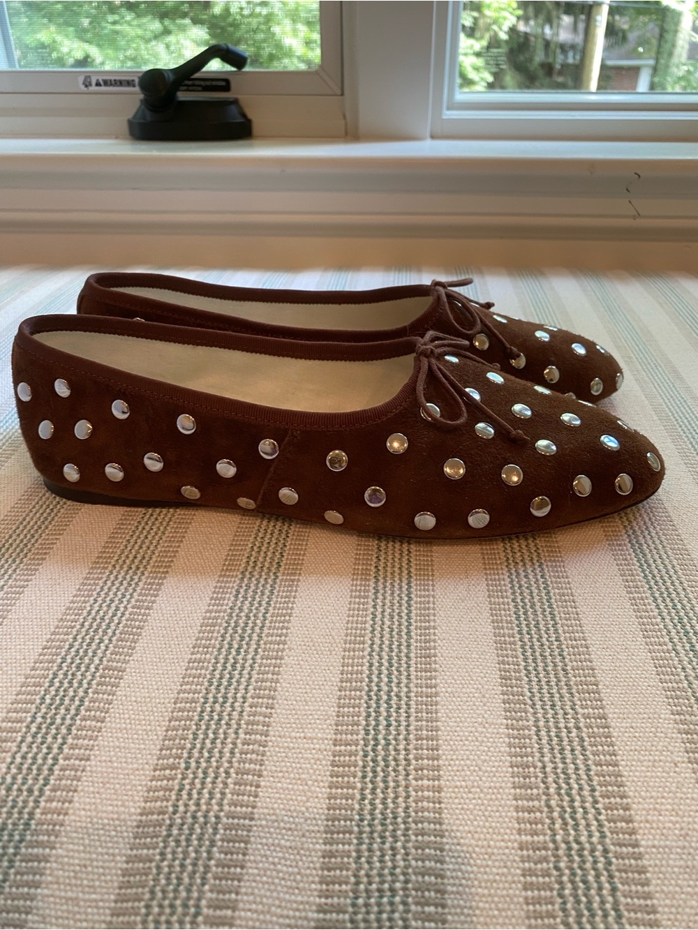 Loeffler Randall Brown Suede Studded Ballet Flats - Picture 13 of 14
